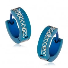Orecchini blu con arco realizzati in acciaio inox con cerchi incisi