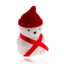 Scatola da regalo per anello, pupazzo di neve con cappello rosso