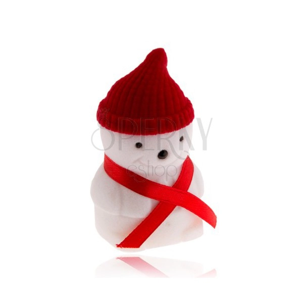 Scatola da regalo per anello, pupazzo di neve con cappello rosso