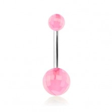 Piercing per ombelico, palle da disco rosa chiare in acrilico
