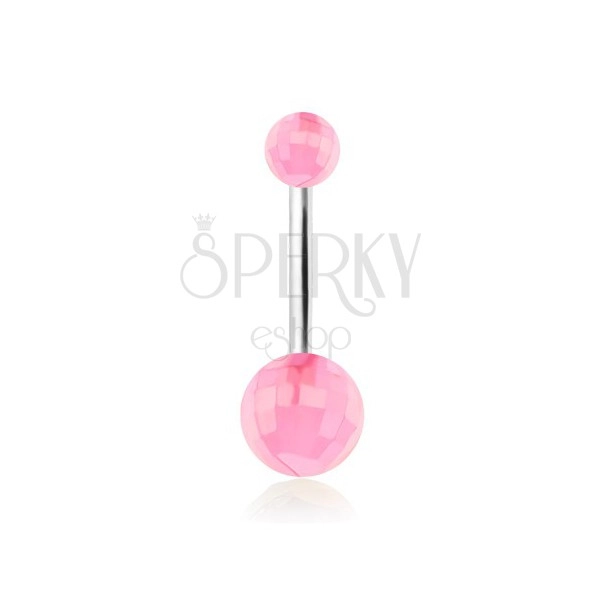 Piercing per ombelico, palle da disco rosa chiare in acrilico