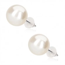 Orecchini a bottone, perla bianca, argento 925