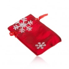 Sacchetto da regalo di colore rosso, fiocchi di neve bianchi