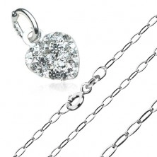 Collana in argento 925 - cuoricino in zircone su catena di anelli allungati