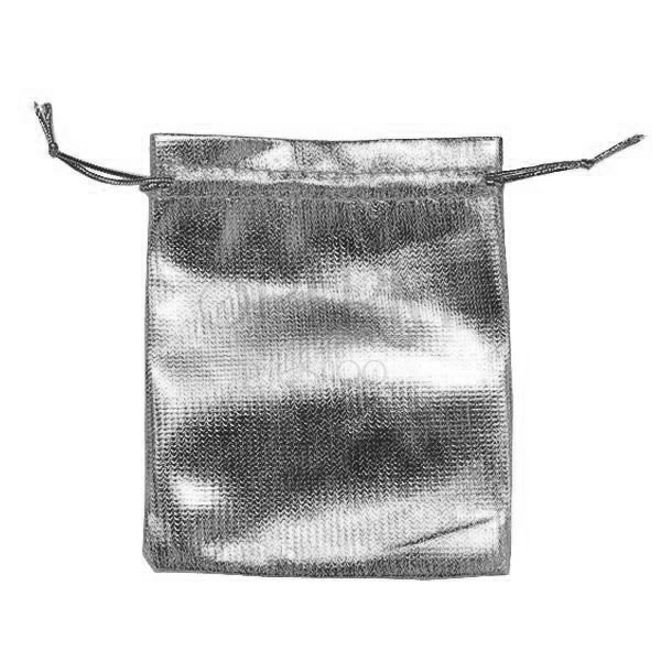 Sacchetto da regalo di tela di colore argento lucido, cordoncino