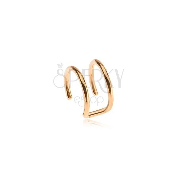 Piercing falso in acciaio all'orecchio, anello doppio color oro