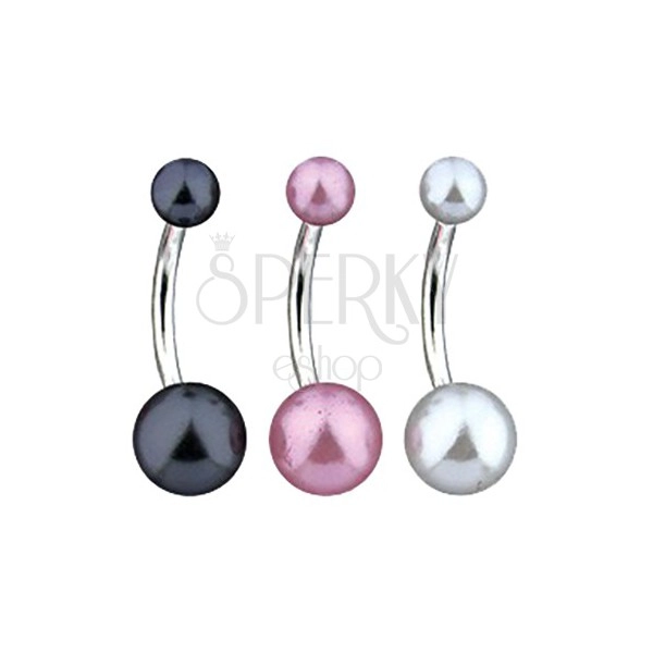 Piercing per ombelico - pallina colorata perlata