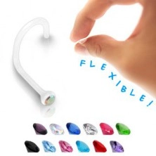 Piercing al naso in BioFlex trasparente con zircone colorato