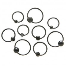 Piercing lucido in acciaio inossidabile - anello nero con pallina