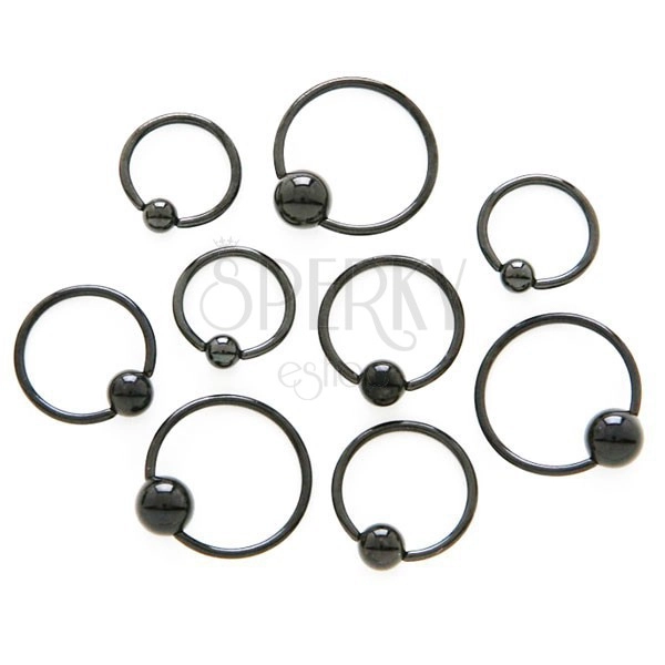 Piercing lucido in acciaio inossidabile - anello nero con pallina