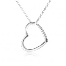 Collana - contorno di cuore simmetrico, catena fulgente, argento 925
