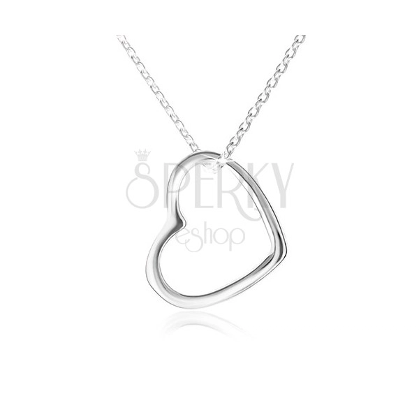 Collana - contorno di cuore simmetrico, catena fulgente, argento 925