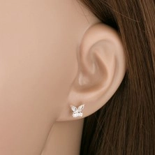 Farfalla in zircone chiaro, orecchini d'argento 925