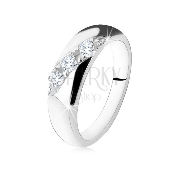Anello di fidanzamento, linea diagonale di zirconi rotondi chiari, argento 925