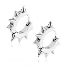 Orecchini in acciaio chirurgico decorati da spuntoni, colore argento