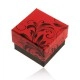 Scatola da regalo rosso-nera per anello, motivo di ornamenti a fiore