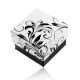 Scatola da regalo per anello, disegno di foglie rampicanti, combinazione bianco-nera
