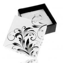 Scatola da regalo nero-bianca per anello, ornamenti a fiore