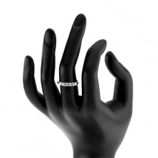 Anello d'argento di fidanzamento 925 - striscia di zirconi rotondi chiari