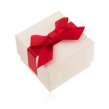 Scatola da regalo bianca per anello, ciondolo e orecchini, fiocco rosso