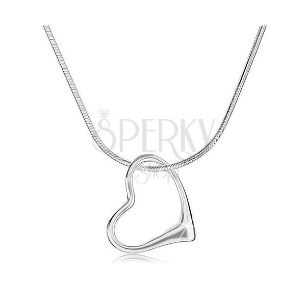 Collana realizzata in argento 925, catena grossa - a forma di serpente, contorno cuore