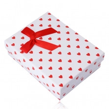 Confezione regalo per catena o set - cuori rossi, sfondo bianco