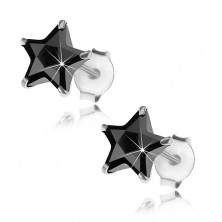Orecchini in argento 925, stella in zircone nero, 7 mm
