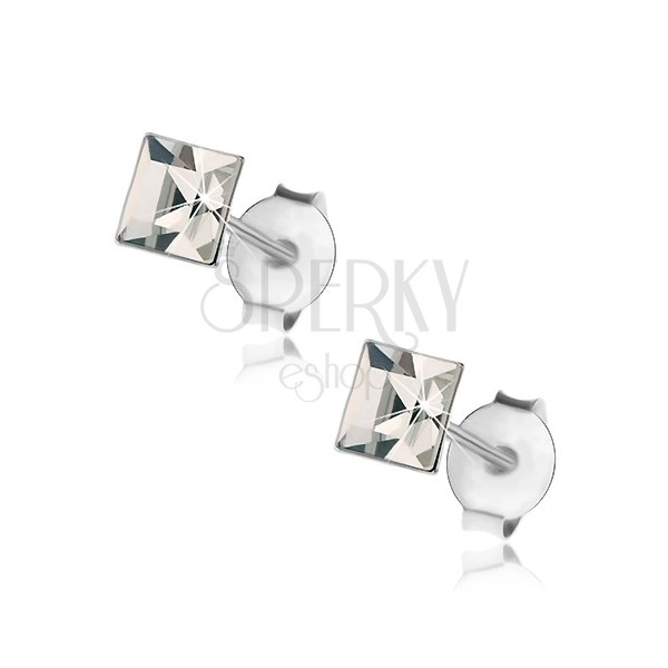Orecchini realizzati in argento 925, cristallo chiaro Swarovski - quadratto, 4 mm