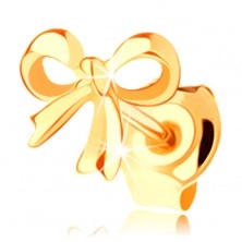 1-pezzo orecchino in oro giallo 14K - fiocchetto lucido legato, lucentezza brillante