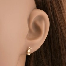 Piercing all'orecchio in oro 14K - coniglietto luccicante con uno zircone chiaro