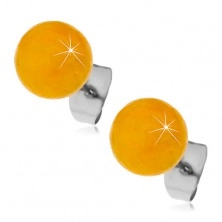 Orecchini in acciaio, palline gialle-arancioni, 8 mm