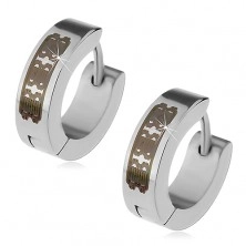 Orecchini in acciaio, colore argento - cerchi con modello inciso