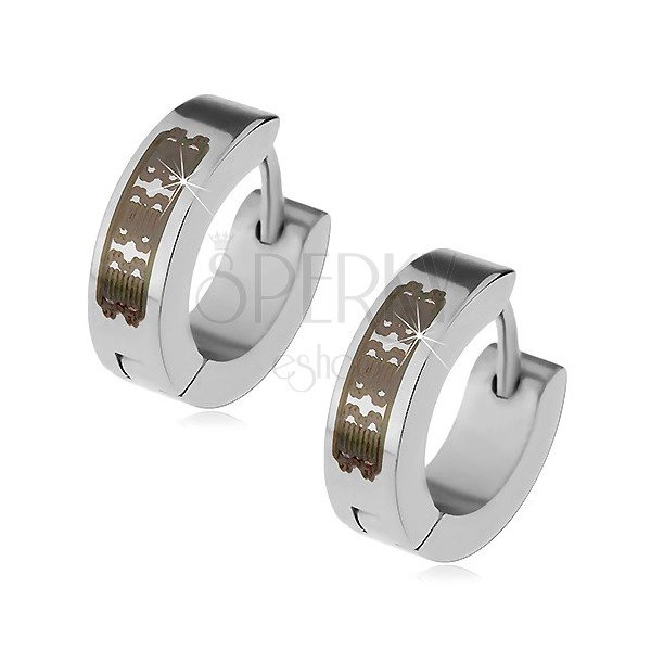 Orecchini in acciaio, colore argento - cerchi con modello inciso
