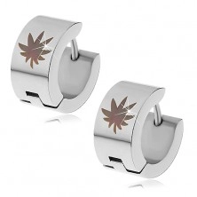 Orecchini realizzati in acciaio inosidabile - cerchi, segno nero di cannabis