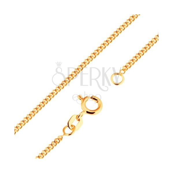Catena in oro 18k - anelli ovali, piatti, stretti, uniti, 500 mm
