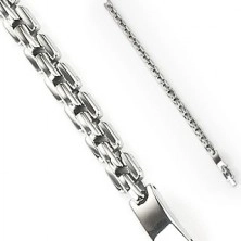 Bracciale in acciaio, colore argento, catena lucida a maglie angolari