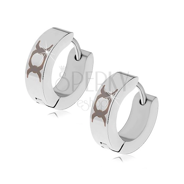 Orecchini realizzati in acciaio 316L in colore argento - ornamento cerchio nero