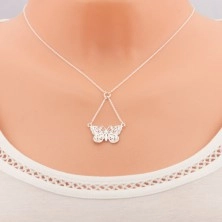 Collana in argento 925, catena e ciondolo - farfalla con ritagli