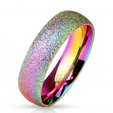 Anello in colori dell'arcobaleno realizzati in acciaio 316L con superficie brillante, 6 mm
