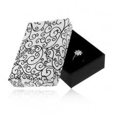 Confezione regalo per set o collana in bianco e nero, motivi in spirale