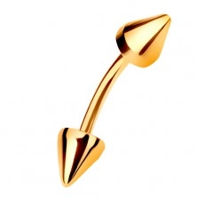 Piercing in oro 375 - barbell arcuato che finisce in due estremità a forma di cono