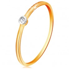 Anello in oro 585 in due colori - diamante chiaro in montatura rotonda, lati stretti