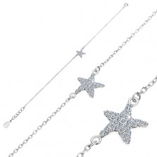 Bracciale in argento 925 - zircone stella di mare, catena con maglie ovali