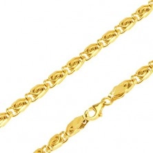 Catena in oro giallo 14Kt - segmenti con motivo a esse, 490 mm