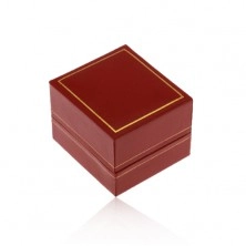 Scatola regalo per anello, superficie in pelle sintetica rosso scuro, margine in colore dorato