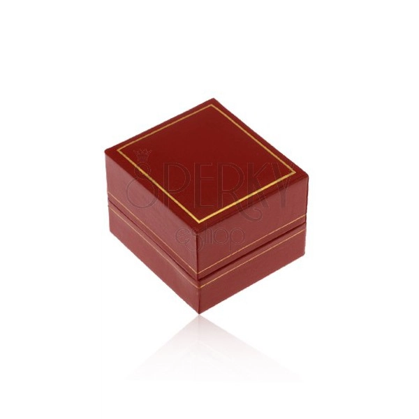 Scatola regalo per anello, superficie in pelle sintetica rosso scuro, margine in colore dorato