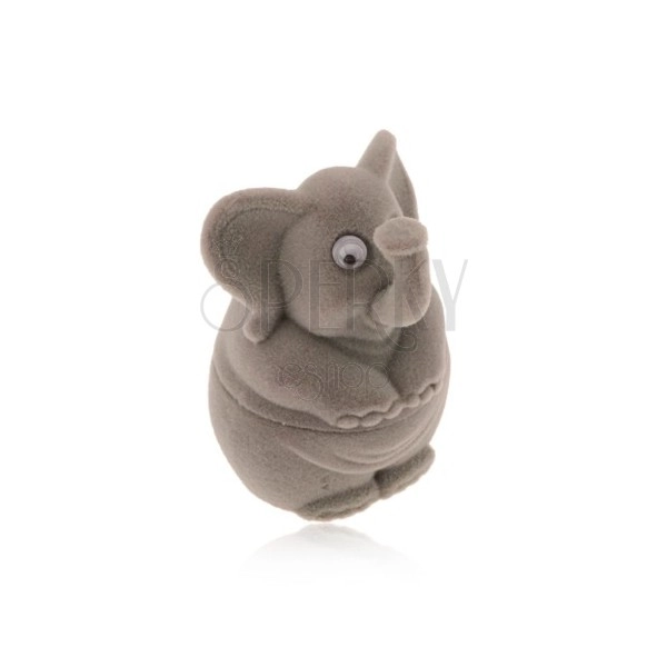 Scatola regalo per anello o orecchini - elefante in velluto grigio