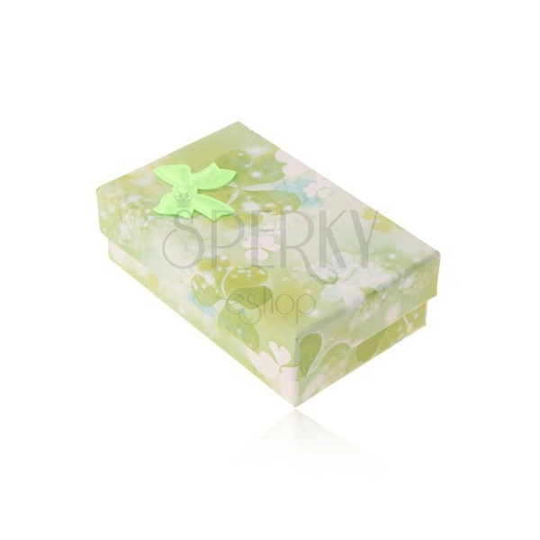 Scatola regalo per set o catena, modello trifoglio verde e bianco