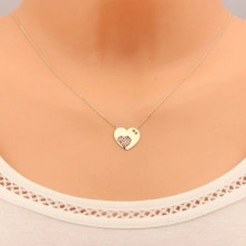 Collana realizzata in oro 9K - catena sottile, cuore grande ornato con ritagli a forma di piccolo cuore