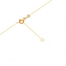 Collana in oro 9K - catena sottile, contorno cuore con cerchi e zirconi chiari